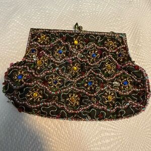 Vintage 1960's handmade beaded clutch